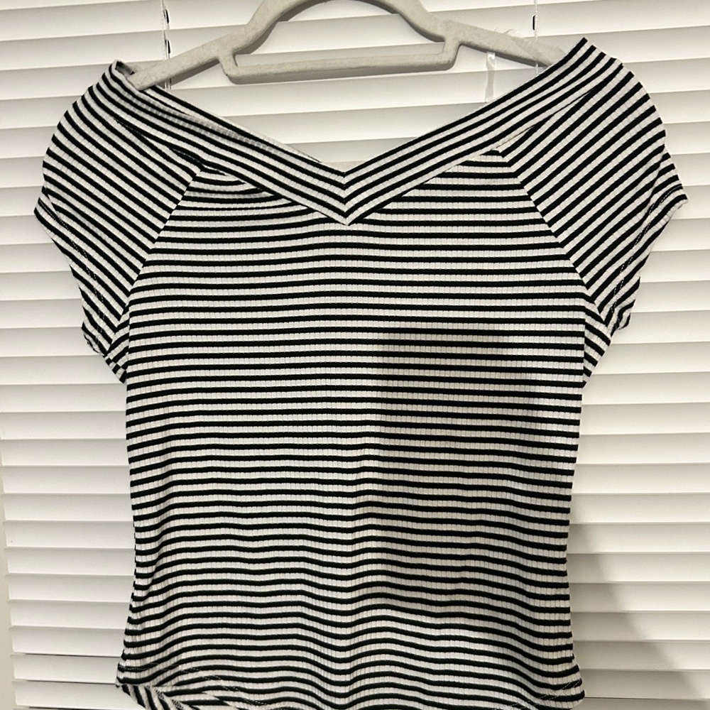Striped Black and White Women's Top